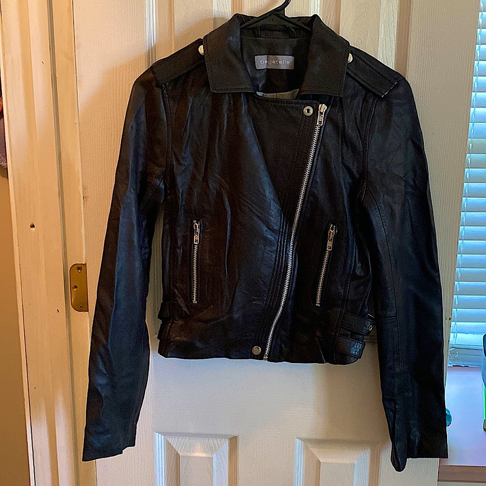 NEW Bagatelle Leather Cropped Biker Moto Jacket Black. Wore once. Too small 😞